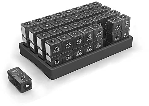 Pillendose für 1 Monat Morgens Abends - 31 Tage 2 Fächer Große Tablettenbox - Tragbare Medikamentenbox Medikamentendosierer für Unterwegs, Tägliche