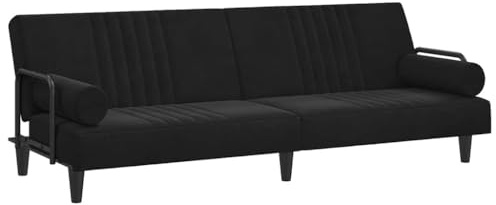 vidaXL Schlafsofa mit Armlehnen, Sofa Couch mit Schlaffunktion, Sofabett Gästebett mit Holzrahmen, Schlafcouch Bettsofa Wohnzimmer, Modern, Schwarz Samt