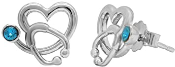 ScienceFox Stethoskop Herz Ohrstecker aus 925 Sterlingsilber mit türkisen Stein als idealer Geschenk für Krankenschwester Arzt Medizin