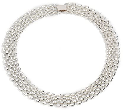 fdsmall Halskette Silber Punk Hip Hop Chunky Halskette Statement Linked Wide Chokers Halsketten Schmuck für Frauen und Mädchen