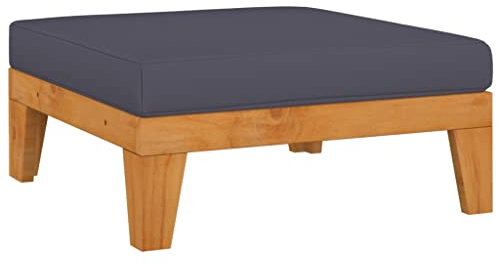 FIRBNUS Fußhocker mit Dunkelgrauem Kissen Akazieholz Lounge Sofa Outdoor Hocker Outdoor Balkon Hocker Fußhocker Garten Gartenhocker Wetterfest Hocker für füße Hochlegen Balkonmöbel Gartenmöbel