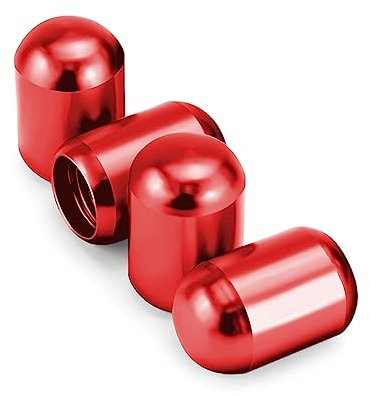 CGEAMDY Bouchons de Valve de Pneu, Capuchon Antipoussière de Roue de Voiture, Capuchon de Pneu, Couvercles de Tige de Valve de Vélo Joint Étanche à l'Air, pour Voitures Motos Camions (Rouge)