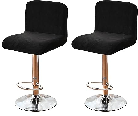 RAKTOV Set mit 2 Barhocker-Bezügen, abnehmbare Hocker-Kissen-Schonbezüge, Stretch-Stuhlbezug, Esszimmerstuhlschutz, Stuhl-Sitzbezug für Barhocker, Rückenlehnstuhl, Schwarz