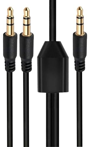 Discool 3.5mm Stereo Extension Adapter, 1 to 2 Jack Audio Splitter Cable (1M/3.3FT), High Restore Quality Sound, 24K Gold Plated Interface, for Cellphone, Guitar, Mp3, Earphones, Speakers