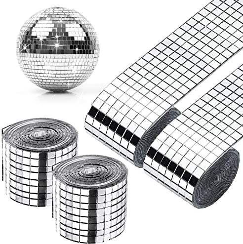 7 680 stycken självhäftande klistermärken för spegelplattor, 5 x 5 mm, för badrum, discokula (silver)