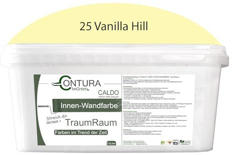 Contura Caldo 2,5 Liter Wandfarbe 35 Farben Deckenfarbe Contura Hohe Profi Deckkraft Klasse 1 (25 Vanilla Hill)