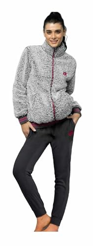 LOTTO Tuta Donna in Pile con Zip Intera, Tuta Sherpa, Tuta Casa, Tuta Donna Invernale (6064 ANTRACITE, L)