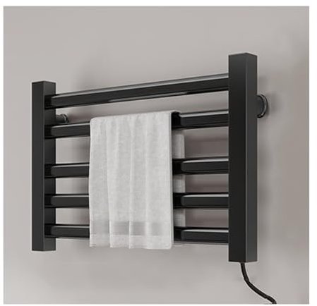 Radiador Toallero Electrico 5 Barras, Secador Electrico de Toallas Pared, Calienta Toallas Baño 95W con Intelligent Thermostatic Control, Plug In,Negro
