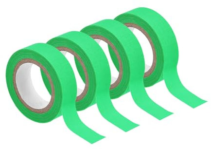 sourcing map 4 Rollos de Cinta Adhesiva de Tela de Gaffers Neon, 0.6 pulgadas x 16.5 pies Cinta que Brilla en la Oscuridad Cinta Adhesiva Fluorescente Luz Negra, Verde