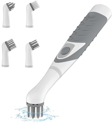 Pest Reject Pro Electric Cleaning Brush, Electric Grout Brush with 4 in 1 Multiple Brush Heads, Indoor Household Cordless Motorized Brush for Grout Corner Bathroom Toilet Kitchen Tile Crevice(Grey)