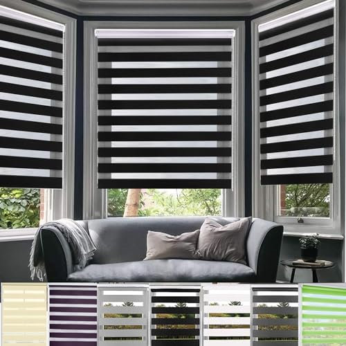 Dachfenster Rollo Verdunkelungsrollo, 65 x 200 cm Sonnenschutz & Sichtschutz Rollo Seitenzugrollo,Fenster Verdunkelung mit Bohren Klemmfix für Fenster, Schwarz