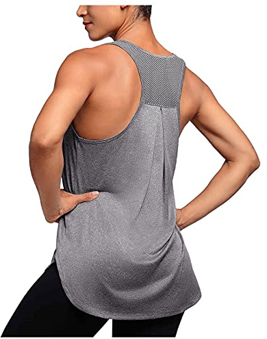 Débardeur de sport femme long sans manches lâche et respirant réservoir haut pour course à pied, gym gym gym Pilate gymnastique sport athlétique drôle curvy couleur unie