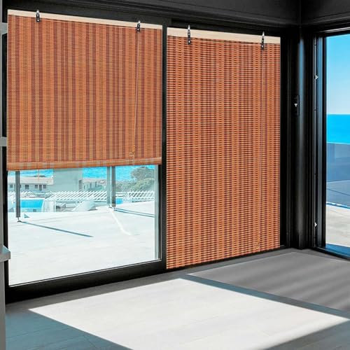 Rollos & Jalousien Outdoor Bambus Rollo, Raffrollo Bambus, Bambusrollo Outdoor Wetterfest, 50 70 80 90 110 140 150cm Vintage Vorhang Sonnenrollo Bambus Rollos Für Terrasse Balkon Tür Fenster