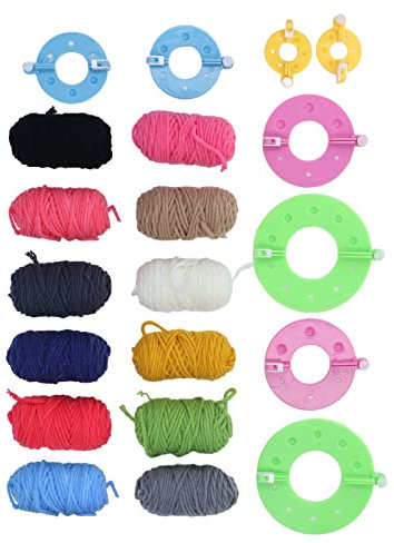 LetCart Pom Pom Makerfor Garn Kunststoff Pompom Maker Set, 4 Größen, einfache Bedienung, 12 Farben Garn für DIY Handwerk