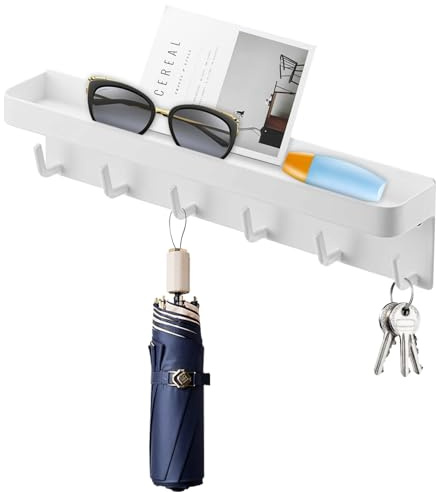 Schlüsselhalter für die Wand mit 6 Haken, selbstklebende Schlüsselhaken, wandmontierte Schlüsselaufhänger ohne Bohren, moderner, einfacher Briefhalter mit Schlüsselleiste für Badezimmer, Eingangsberei