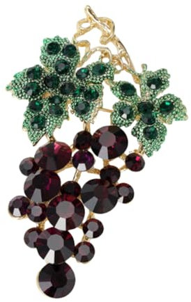 WESIEVYA Weintrauben Brosche mit Strass Vielseitige Anstecknadel für Damen für Kleidung Mäntel und Anzüge Langlebiges Design in Mittelpurpur