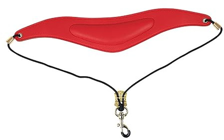 FUNOMOCYA Saxophongurt aus Leder und Metall mit Druckverteilung Installieren Verstellbarer Saxophon Nackengurt für Professionelle und Anfänger Saxophonspieler in Rot