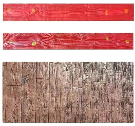 UrbanUp Molde Piedra 2 X Texturas de Hormigón para Exteriores, Molde para Estampar Hormigón con Patrón de Piso de Madera, Alfombrilla Flexible de Poliuretano Antideslizante para Jardines/Aceras