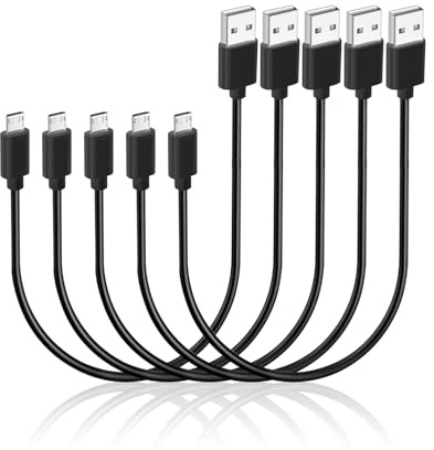 5 Short Micro USB Cable USB Charger Cord 30cm 3A Fast Charging Lead Handy | Data Transfer Cord for Samsung Galaxy S7 S6 HTC for Sony Motorola LG Google Nokia and Android Auto Car Charger Power Bank