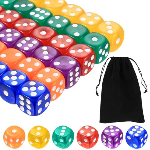 36 Stück Würfel Set, 6 Seitige Würfel Bunt Set, 16mm Spielwürfel Bunt, Würfelspiele Tischspiele, Mehrfarben Sechsseitiger Würfel Set, 6 Farben