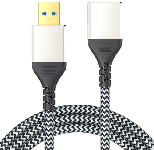 Leloco USB 3.0 Verlängerungskabel 200cm – 5Gbps High-Speed, Stecker auf Buchse mit robustem Aluminiumgehäuse & geflochtenem Kabel. Ideal für Maus, Drucker, Scanner, Kamera & mehr