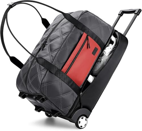 Lekespring Sac de Voyage à roulettes pour Femme, Grand Sac de Voyage à roulettes de 50 litres avec Compartiment Supplémentaire dans Le Fond Valise à roulettes, Sac de Sport, Sac de Vacances, Gris