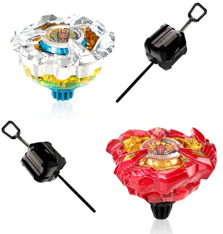 Trottole Combattimento Set, Giocattolo Trottola per Bambini, Portatile Rotante Giocattolo Set e 2 Lanciacolpi, Lancio per Nambini Dagli 6 Anni in su, Regalo di Natale, Capodanno, Pasqua e Regali