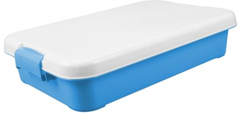 Didiseaon Plastic Sandbox with Lid, Small Portable Boys and Girls Sand Tray Storage Box, Blue Plastic Sandpit for Outdoor Play and Toy Organization