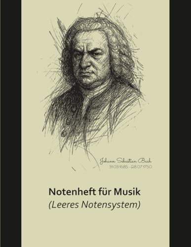 Notenheft: Leeres Notenpapier für Klavier, Gesang und Instrumente