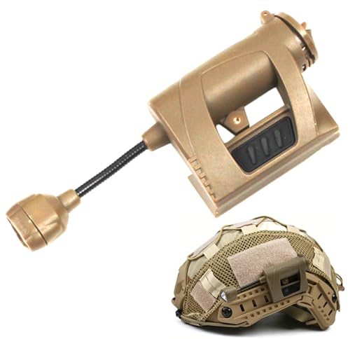 Lampe tactique pour casque avec 4 modes (vert/rouge/blanc/IR), lampe de travail LED avec fixation pour casque, col métallique flexible pour la chasse en extérieur et l'airsoft