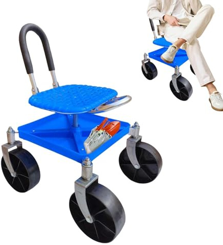 Rullande trädgårdsarbetssätt – 45 cm vridbar skoter, bärbar sittstång, ergonomisk knäbänk | bärbara utomhussittplatser för äldre, gräsmatta, växter, ogräsmatta, landskap