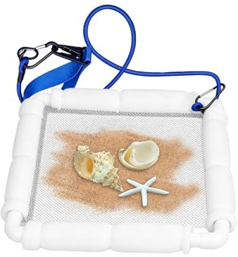 Vaglio per Denti di Squalo per Spiaggia Setaccio Galleggiante con Cinturino | Setaccio per Conchiglie per Giardino, Mare, Riva del Lago, Fiume, Torrente, , Campeggio, Viaggio