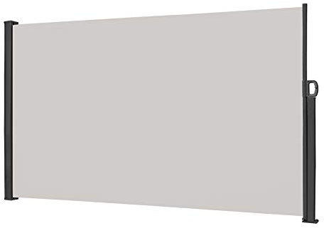 LZQ Tenda da Sole Laterale Retrattile, Paravento Avvolgibile Esterno, Anti UV Antivento Protezione Privacy Frangivista per Balcone, Giardino, Terrazzo, Veranda - Grigio - 180x300 cm