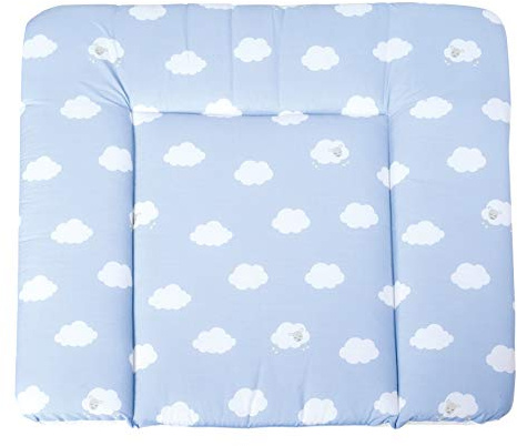roba Colchón Cambiador Impermeable para Niñas y Niños - Kleine Wolke - 85 x 75 cm - Diseño de Nubes - Alfombra con Revestimiento de PU para Bebés - Azul Claro / Blanco