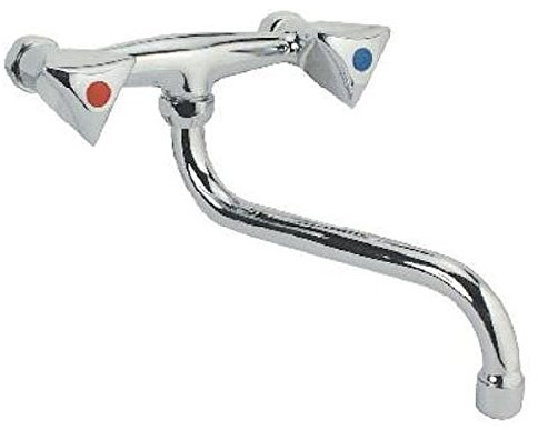 Sanixa GO7002 Robinet mural pivotant pour cuisine Robinet mélangeur à deux poignées Robinet chaud froid