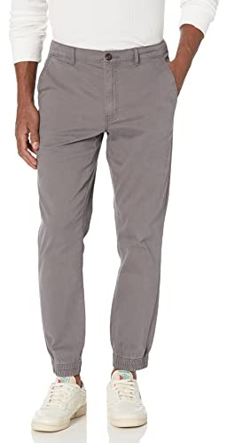 Amazon Essentials Pantaloni Jogger Chino dalla vestibilità Aderente Uomo, Grigio Scuro, S
