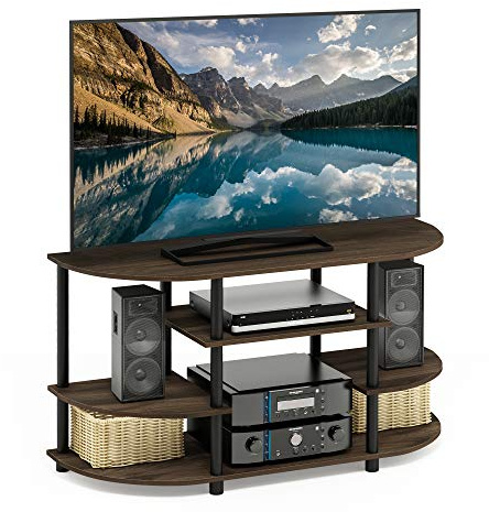 Furinno JAYA TV Stand, Simple Design Corner Entertainment Center, TV Console for TV up to 46 Inch, for Living Room, Bedroom, Columbia Walnut