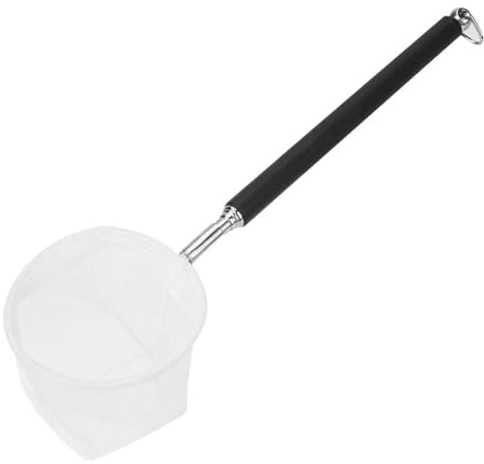 Pssopp Fangnetz Shrimp Net Fischnetz für Aquarium Aquarium Kescher Net Tragbares Fangnetz Einstellbares Mini Fischernetz mit Teleskopstangen Griff (Schwarz Rundes Netz)