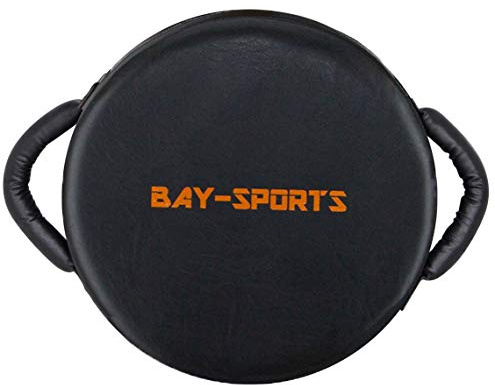 Bay UFO RUND 40 x 40 x 17 cm schwarz/orange Leder PU Schlagpolster, Schlagkissen, Pratze Pratzen Bodyshield Kickboxen Thaiboxen Muay Thai