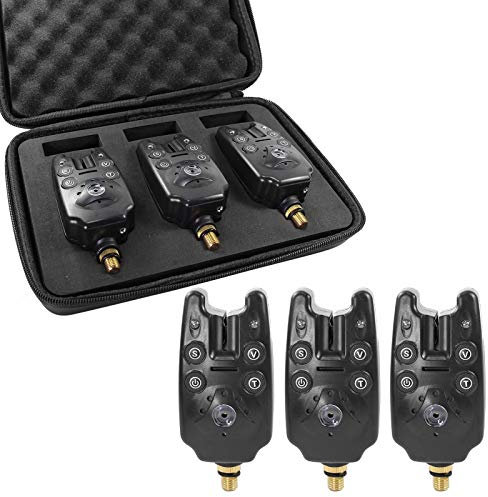 Croch Bissanzeiger Angeln 3er Set mit LED und Ton für Karpfen für Tag und Nacht