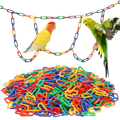 Suwimut 1000 Pieces Plastic C-Clip Hooks Chain Links, Interchangeable Rainbow C-Links for Classroom Playroom Learning Tools, Small Pet Rat Parrot Bird Tool Cage