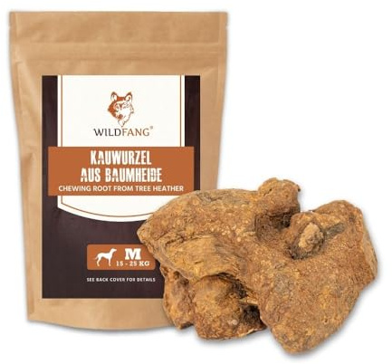 Wildfang® Tuggrot av Briar-trä, M – Splitterfritt tuggben i trä. Luktfria och naturliga tuggvänliga leksaker för hundens tandhälsa och friskt tandkött (för hundar 15–25 kg), 1-pack.
