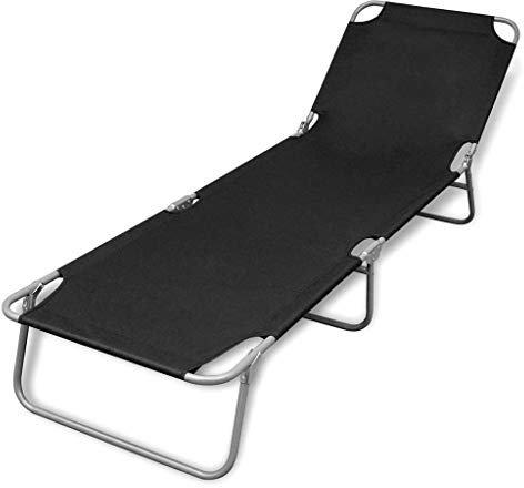 Gartenliege, Sonnenliege, klappbar Dreibeinliege, Loungesessel mit Verstellbarer Rückenlehne, wetterfest, Pulverbeschichtetem Stahlrohr Das Gestell, 189 x 58 x 27 cm
