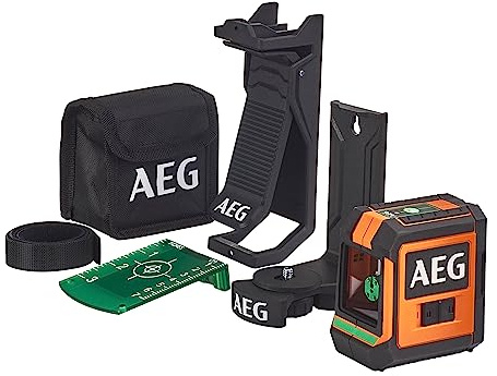 AEG Niveau Laser Croix Vert CLG220-K – Portée 20 m, Haute Visibilité, Auto-Nivelant, IP54, Support Magnétique, Pince Murale, Plaque Cible et Sac de Transport Inclus