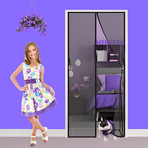 Magnet Fliegengitter Tür Insektenschutz 90 x 245 cm Magnetischer Fliegenvorhang Moskitonetz Automatisches Schließen für Balkontür Kellertür Terrassentür Klebemontage ohne Bohren - Schwarz A