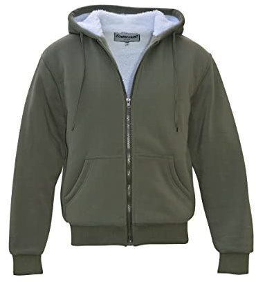 Commando Industries Bequeme und Kuschlige Sherpa Jacke mit Schaffell Imitat (Oliv/M)