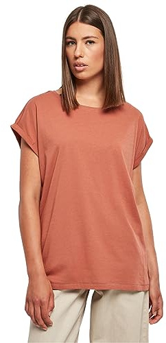 Urban Classics Dam förlängd axel t-shirt för kvinnor, mörkskugga, XL, Terrakotta, M