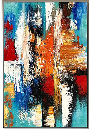 Ölbilder Auf Leinwand Handgemalt, Moderne, Abstrakte, Mehrfarbige Textur, Farbblock, Minimalistisches Kunstwerk, Rahmenlose Hand-Ölgemälde Auf Leinwand, Wandkunst Für Wohnzimmer, Schlafzimmer,