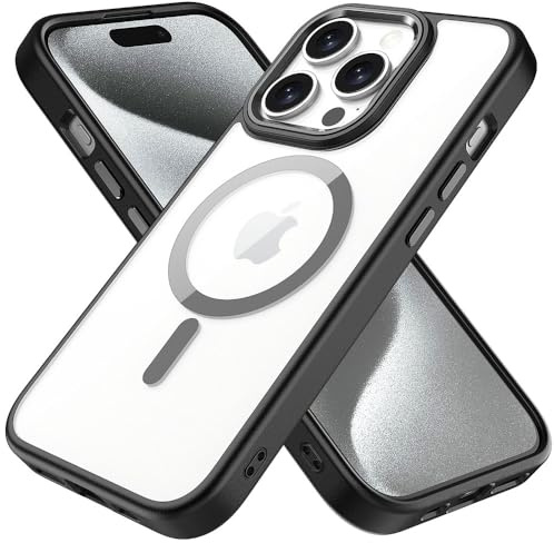 TECHGEAR iPhone 15 Pro Max Tough Case [Magnetic Fusion] Premium Tough Rugged Protective Case Slim Heavy Duty Protection with Clear Back Compatible with MagSafe For iPhone 15 Pro Max 6.7 - Black