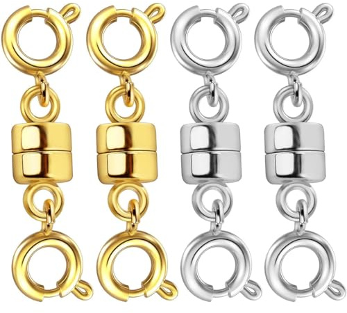 ZKSXOA 4 Pack Magnetic Necklace Clasps and Closures Magnetic Jewelry Clasps Connector Locking Magnetic Jewelry Clasp Converters for Jewelry Bracelet Necklace Making